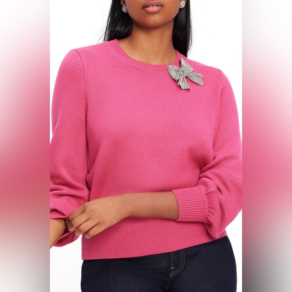 Kate Spade Embellished Bow Sweater Sz. Lg EUC - Picture 3 of 12